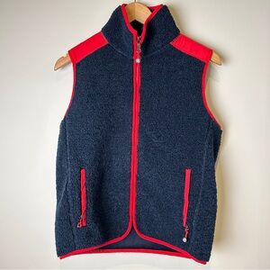 Brooks Brothers Preppy Cozy Navy and Red Fleece Vest